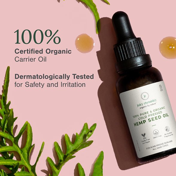 100 % Organic Hemp Seed Cold Pressed Carrier Oil - 30ml | Verified Sustainable Hair Oil on Brown Living™