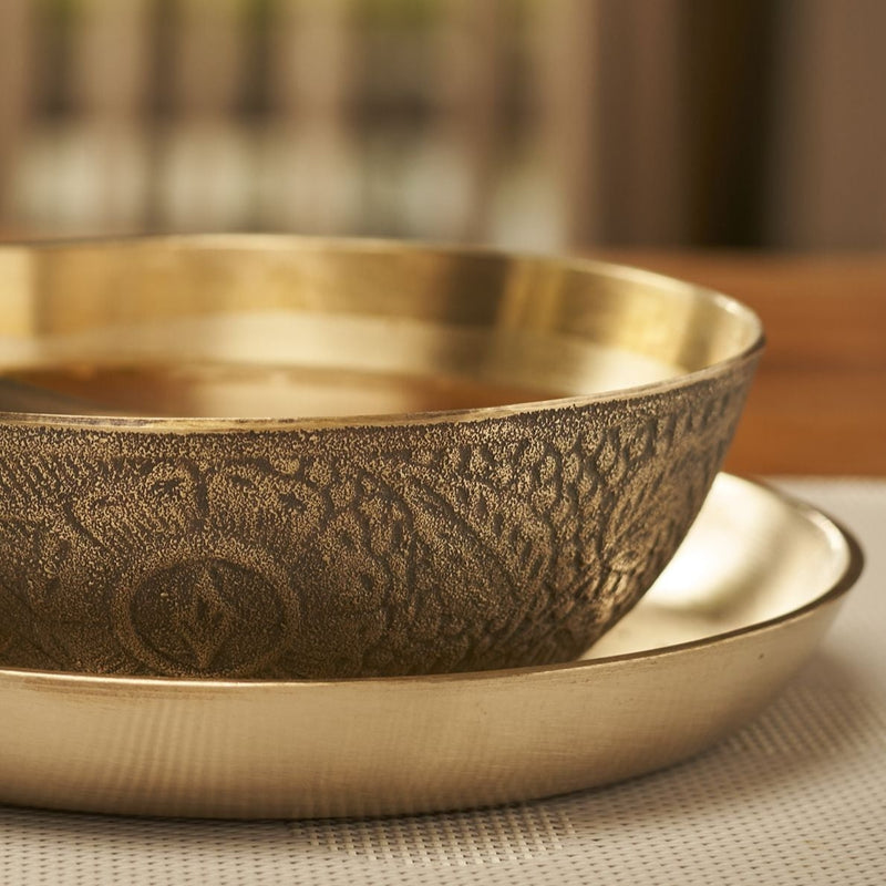 3 Pc Original Kansa/ Bronze Carving Soup Set | Verified Sustainable Dinner Set on Brown Living™