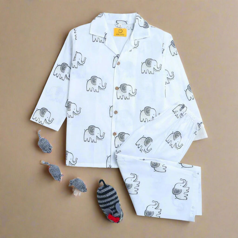 A Stomping Elephant - Unisex Kids Cotton Nightwear | Verified Sustainable Kids Pyjamas on Brown Living™