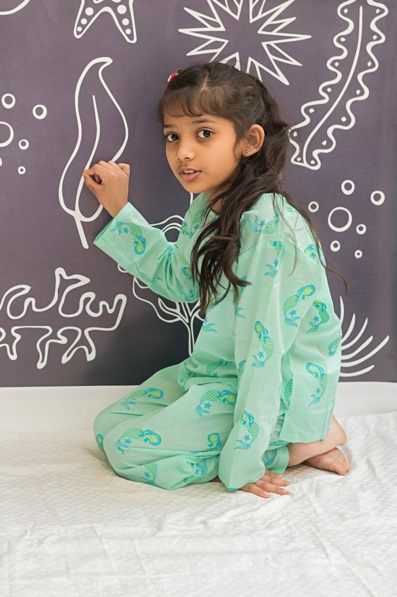 Adella The Mermaid - Unisex Kids Cotton Nightwear | Verified Sustainable Kids Pyjamas on Brown Living™