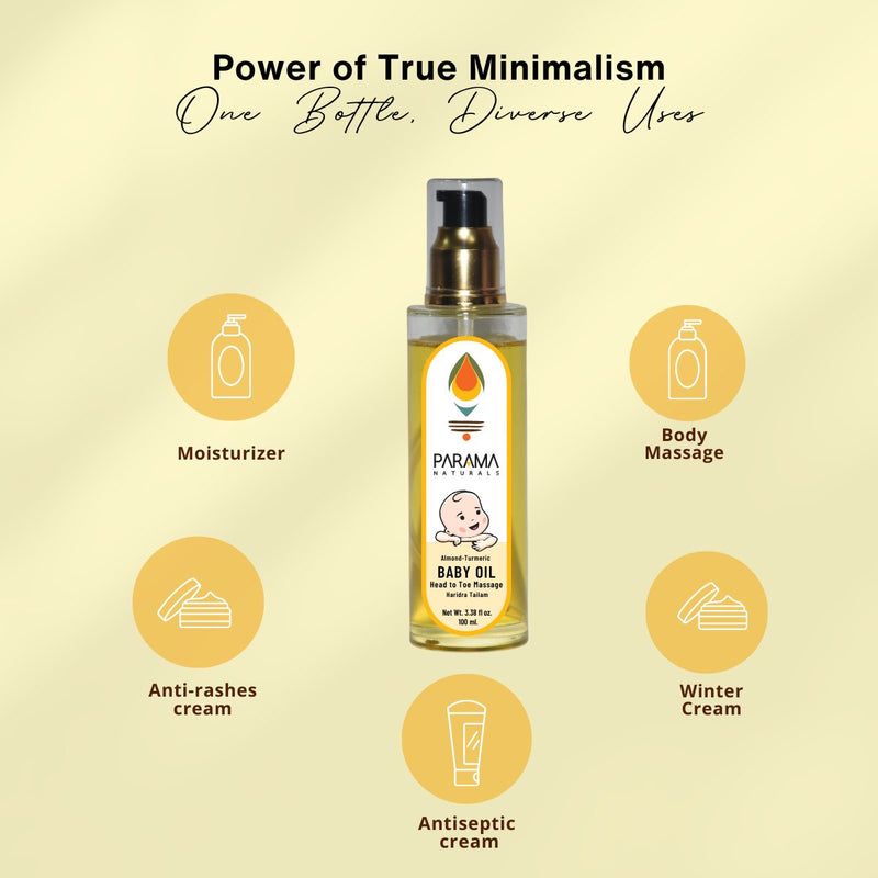 Almond - Turmeric Baby Oil Head to Toe Massage - 100ml | Verified Sustainable Baby Oil on Brown Living™