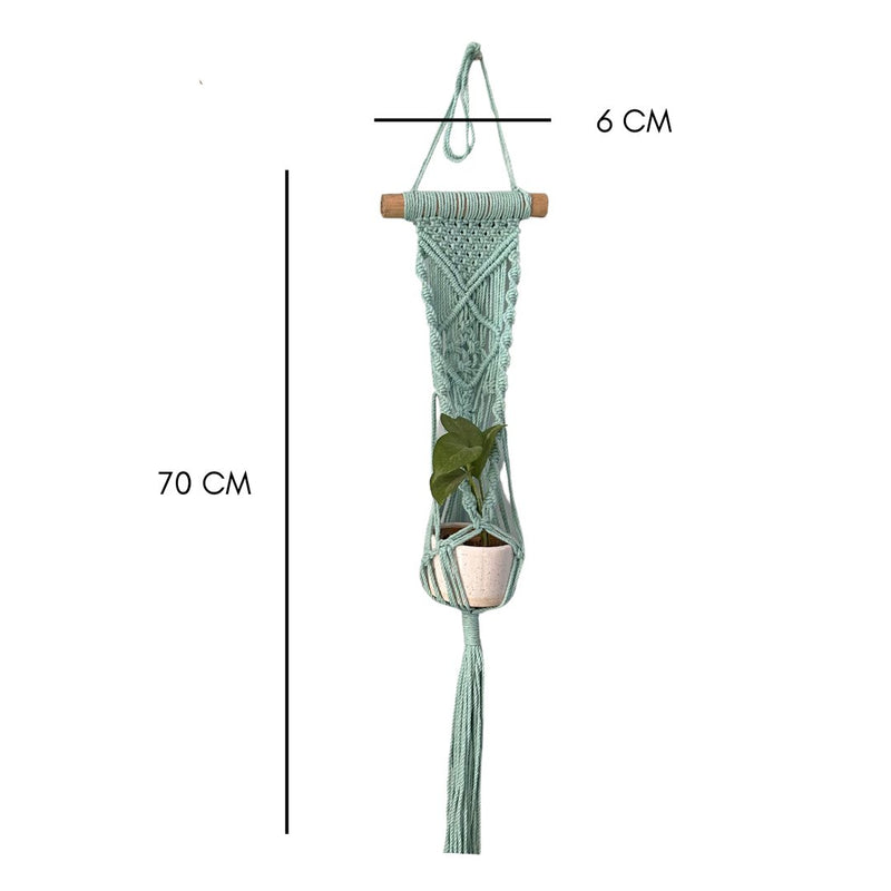 Aqua Blue Macrame Plant Holder - Set of 2 | Verified Sustainable Pots & Planters on Brown Living™