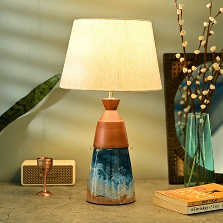 Aqua Night Lamp | Handcrafted Mango Wood Table Lamp | Verified Sustainable Lamps & Lighting on Brown Living™