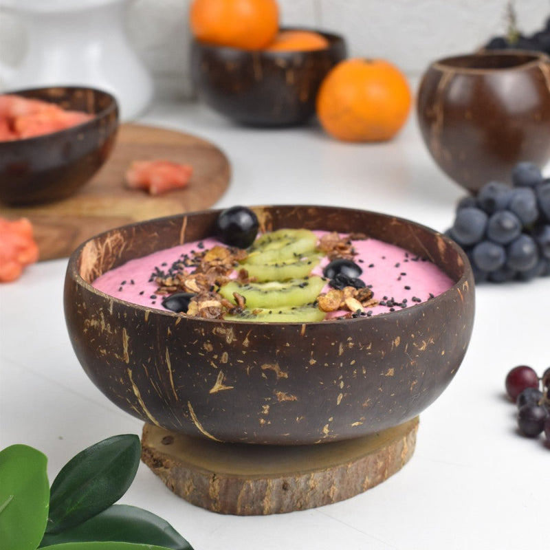 Artisan Jumbo Coconut Shell Bowls And Spoon Sets - 900ml (Set of 2) | Verified Sustainable Plates & Bowls on Brown Living™