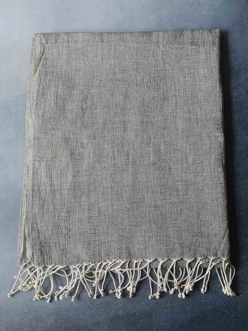 Ashen Hemp Fabric Unisex Stole - Dark Grey | Verified Sustainable Womens Scarf on Brown Living™