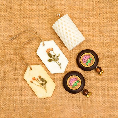 Aura Diwali Gift Hamper | Soy Wax Candle - Incense Tablets - Door Hanging Set | Verified Sustainable Gift Giving on Brown Living™