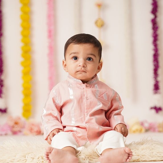 Baby Boy Cotton Sherwani & Pant Set - Shubh | Verified Sustainable Kids Ethnic Sets on Brown Living™