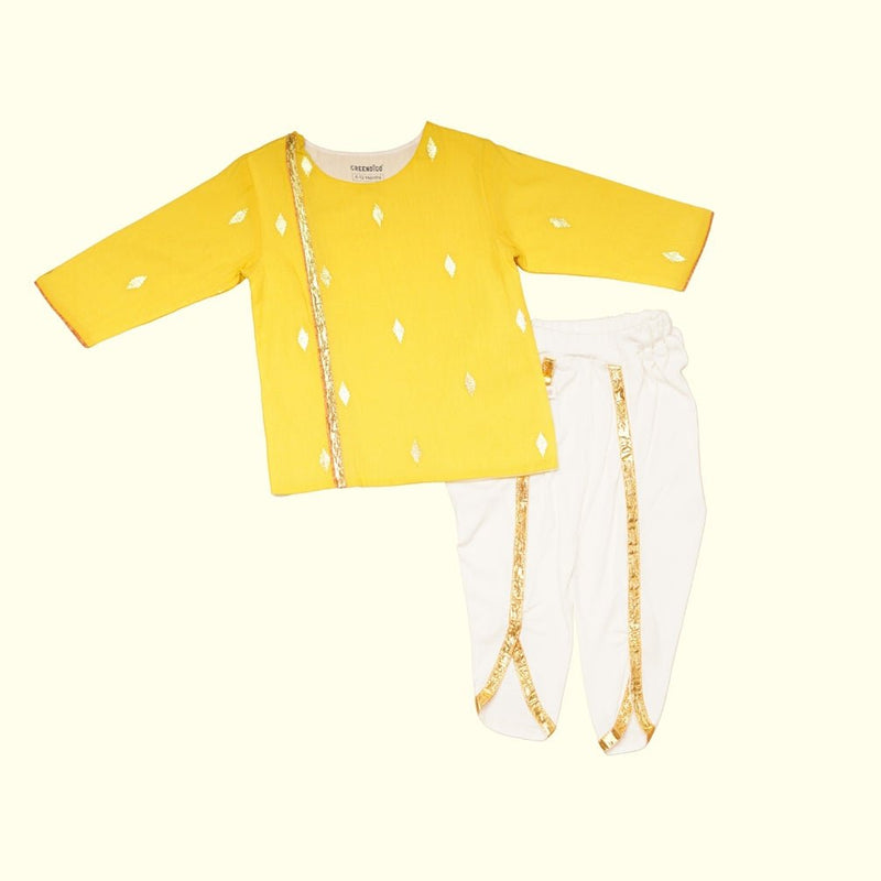 Baby Boy Cotton Short Kurta & Dhoti Pant Set - Deepam | Verified Sustainable Kids Ethnic Sets on Brown Living™