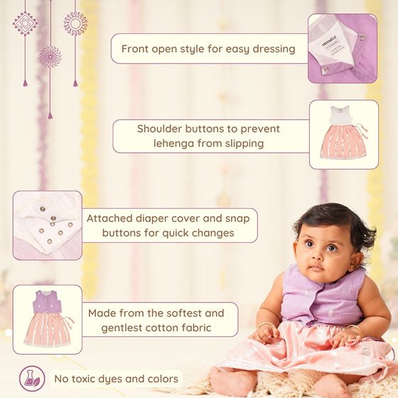 Baby Girl Cotton Lehenga Choli - Chandani | Verified Sustainable Kids Ethnic Sets on Brown Living™