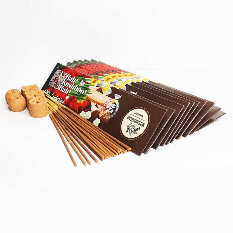 Bah Kushboo Bah - 5 In 1 Combo Pack Sensorial Aromatic Incense Sticks (10 Packs = 400+ Sticks) | Verified Sustainable Pooja Needs on Brown Living™