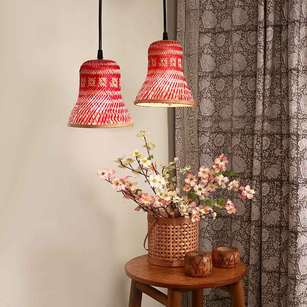 Bamboo Bell Lamp - Set of 2 - Red | Verified Sustainable Lamps & Lighting on Brown Living™