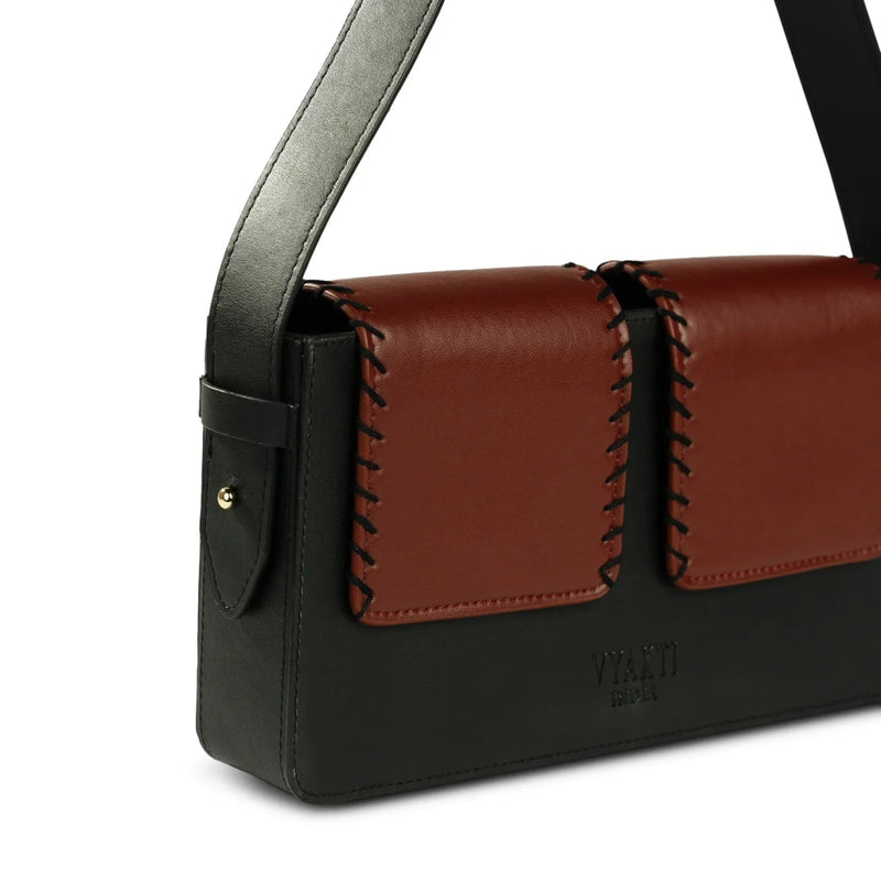 Basta - Double Flap Vegan Cactus Leather Shoulder Bag | Verified Sustainable on Brown Living™