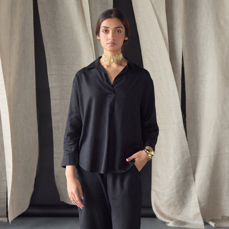 Black Linen Co - ord Set | Verified Sustainable Womens Co - Ord Sets on Brown Living™