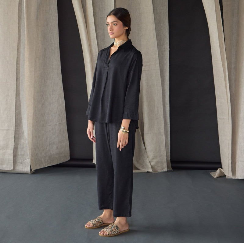 Black Linen Co - ord Set | Verified Sustainable Womens Co - Ord Sets on Brown Living™