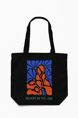 Bloom Black - 100% Cotton Canvas Sustainable Tote Bag with Zip | Verified Sustainable Tote Bag on Brown Living™