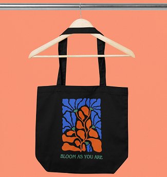 Bloom Black - 100% Cotton Canvas Sustainable Tote Bag with Zip | Verified Sustainable Tote Bag on Brown Living™