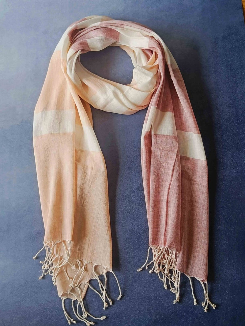 Blush Ginger Hemp Fabric Unisex Stole | Verified Sustainable Womens Scarf on Brown Living™