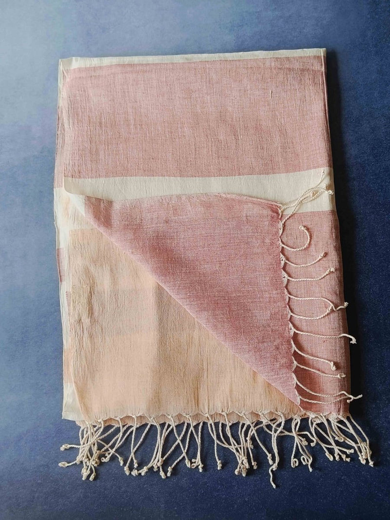 Blush Gold Hemp Fabric Unisex Stole | Verified Sustainable Womens Scarf on Brown Living™