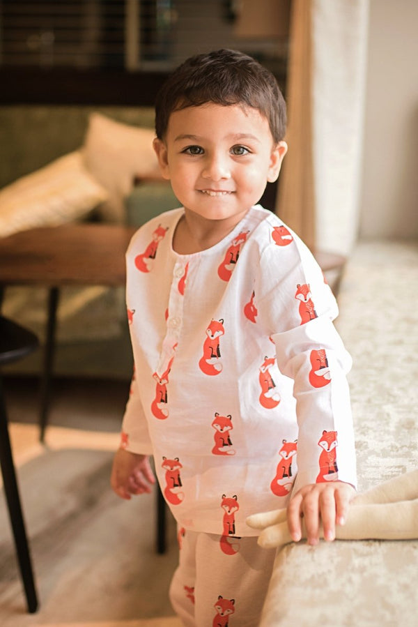 Bushy Fox - Unisex Kids Cotton Nightwear | Verified Sustainable Kids Pyjamas on Brown Living™