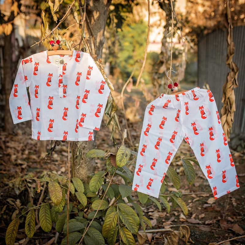 Bushy Fox - Unisex Kids Cotton Nightwear | Verified Sustainable Kids Pyjamas on Brown Living™