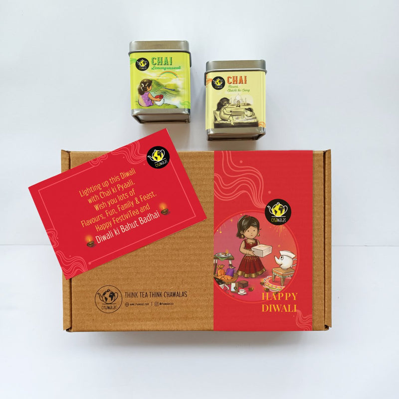 Chai Time with Sister - Chai Lemongrasswali & Chai Kesari Elaichi Diwali Tea Gift Box |Flavoured Indian Tea |Assam Tea |Darjeeling Tea |Perfect Gift for all |50gmsX 2Tin | Verified Sustainable Tea on Brown Living™