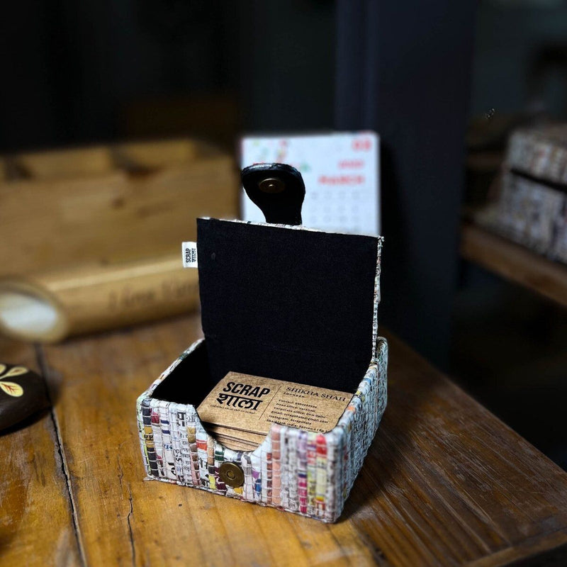 Charcha Business Card holder box | Upcycled | Handloom textile | Verified Sustainable Desk Organizers on Brown Living™