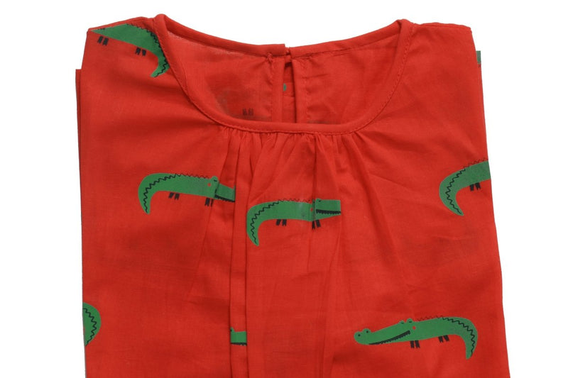 Christmas Crocodile - Girls Comfort Wear | Verified Sustainable Kids Frocks & Dresses on Brown Living™