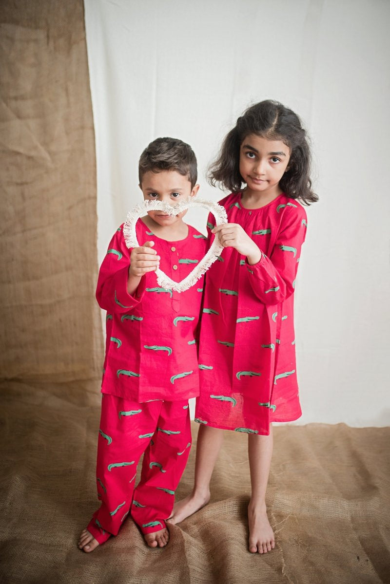 Christmas Crocodile - Girls Comfort Wear | Verified Sustainable Kids Frocks & Dresses on Brown Living™