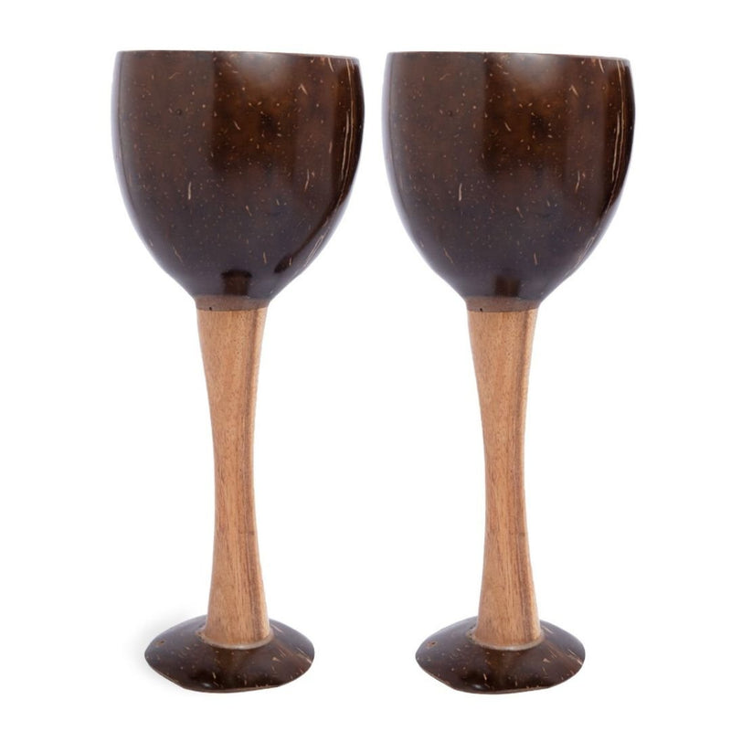 Coconut Shell & Wooden Wine Glasses | Red Wine Glasses (Set of 2) | Verified Sustainable Glasses & Tumblers on Brown Living™