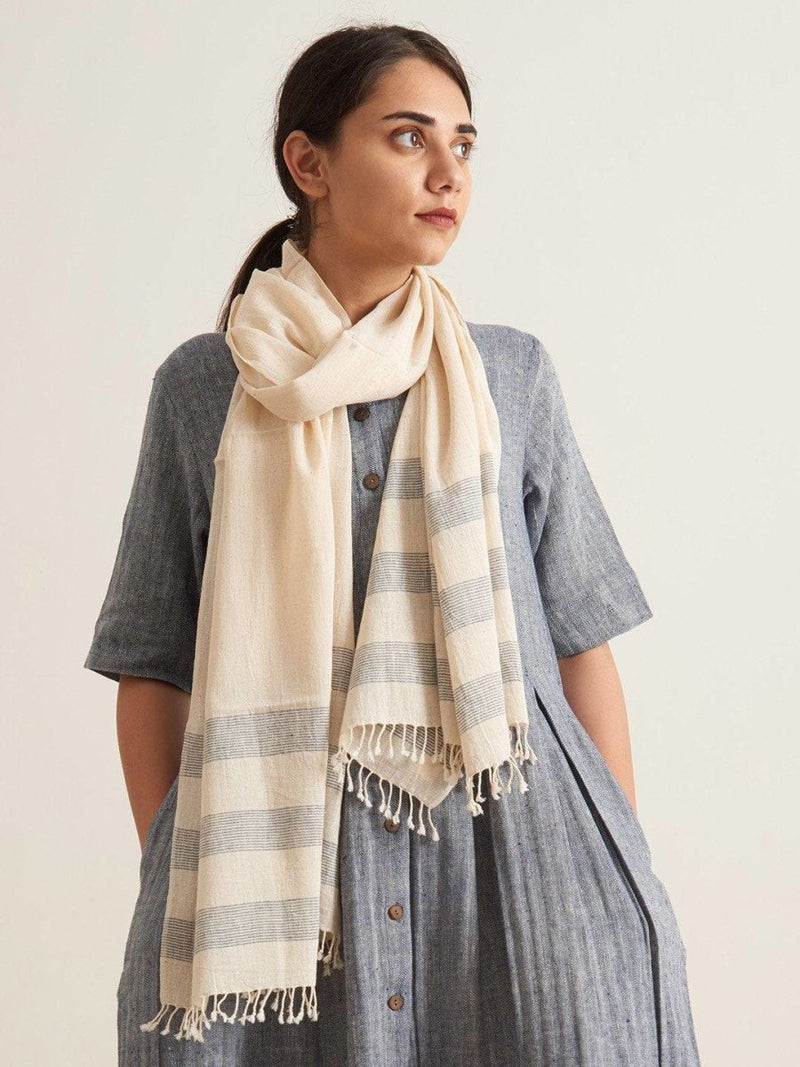 Copy of Minimal Striped Handloom Scarf Minimal Striped Handloom Scarf | Verified Sustainable Womens Scarf on Brown Living™