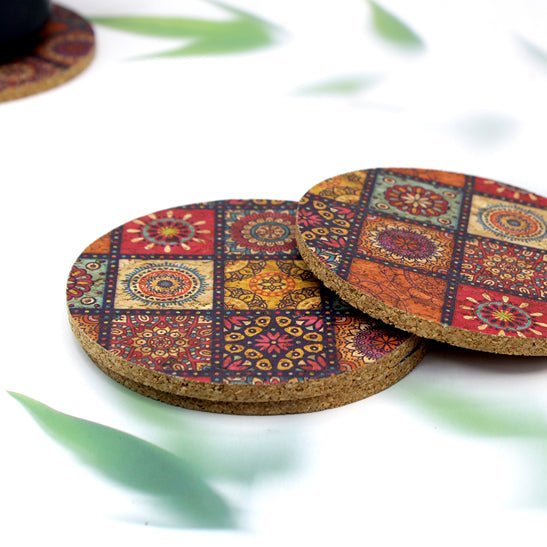 Cork Coasters Printed (Set of 4) | Verified Sustainable Coasters on Brown Living™