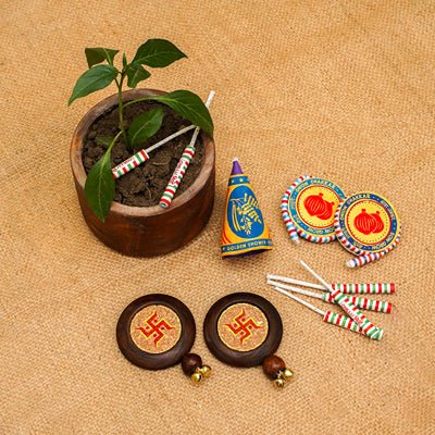 Corporate Diwali Gift Hamper | Door Hanging Set - Plantable Crackers - Wooden Planter | Verified Sustainable Gift Giving on Brown Living™