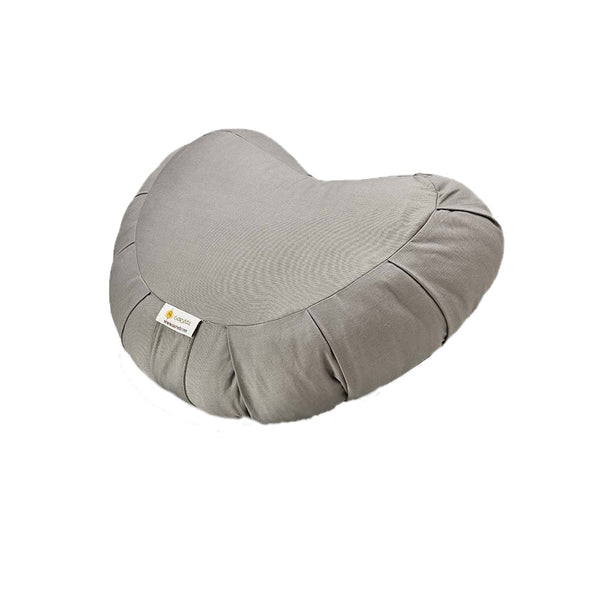 Crescent Zafu Wide Meditation and Yoga Cushion - Grey | Verified Sustainable Yoga Pillow on Brown Living™