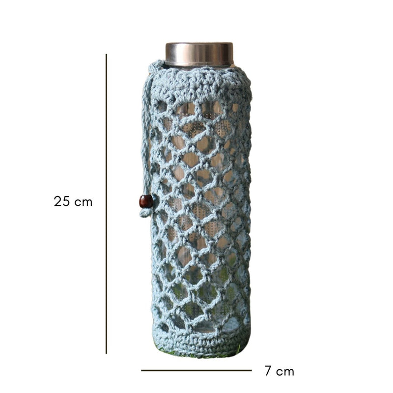 Crochet Web Grey Handmade Bottle Cover | Verified Sustainable Bottles & Sippers on Brown Living™