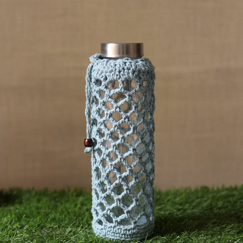 Crochet Web Grey Handmade Bottle Cover | Verified Sustainable Bottles & Sippers on Brown Living™