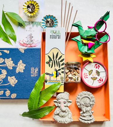 Diwali Gift Box I Plantable Laxmi Ganesh | Diya | Festive Décor I Dry Fruits I Incense Sticks | Verified Sustainable Gift Giving on Brown Living™