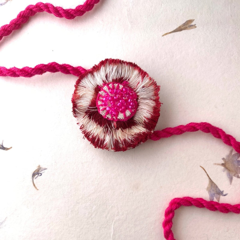 Dual Avtar Pink Ikat Rakhi | Reusable Rakhi | Verified Sustainable Rakhi on Brown Living™