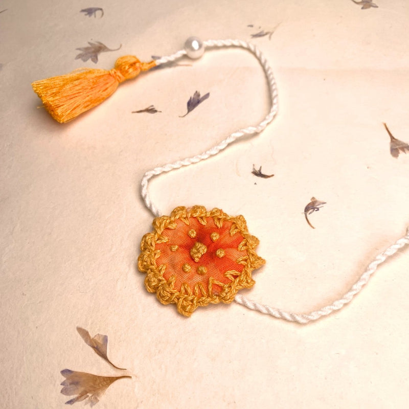 Dual Avtar Shibori Rakhi - Orange | Reusable Rakhi | Verified Sustainable Rakhi on Brown Living™