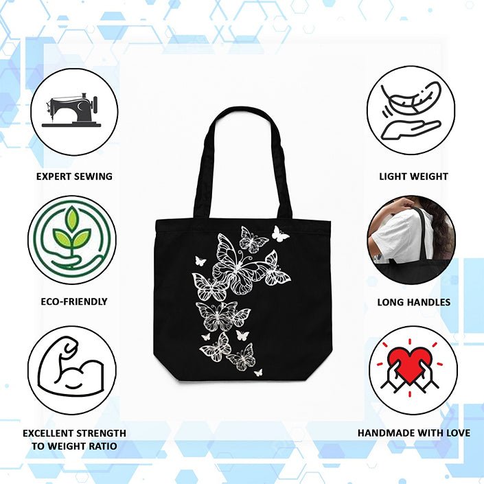 Eco - Friendly Tote Bag for Women with Zip for College & Office - Butterflies | Verified Sustainable Tote Bag on Brown Living™