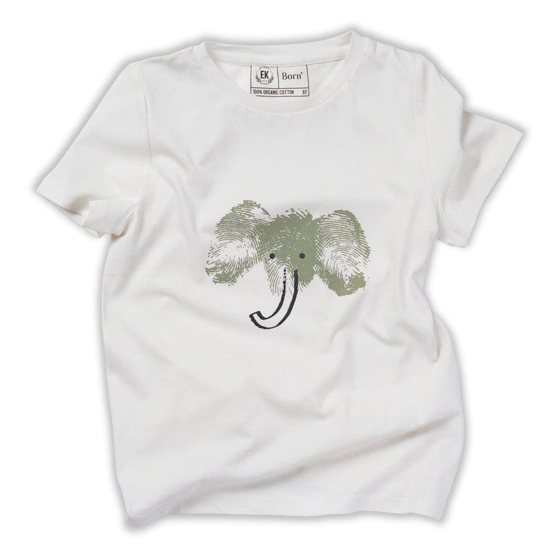 Elephant - Kids Unisex Organic Cotton T - shirt | White | Verified Sustainable Kids T - Shirts on Brown Living™