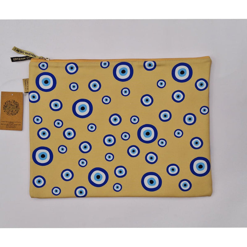 Evil Eye - Beige Recycled Polycotton Laptop Sleeve | Verified Sustainable Laptop Sleeve on Brown Living™