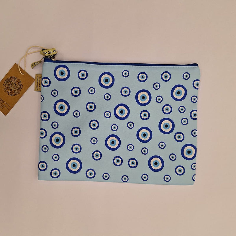 Evil Eye - Light Blue Recycled Polycotton Laptop Sleeve