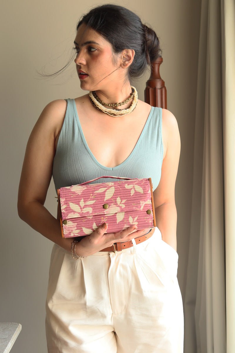 Gift For Her - Upcycled Fabric & Brass Box Pink Clutch Gift Box | Verified Sustainable Gift Giving on Brown Living™