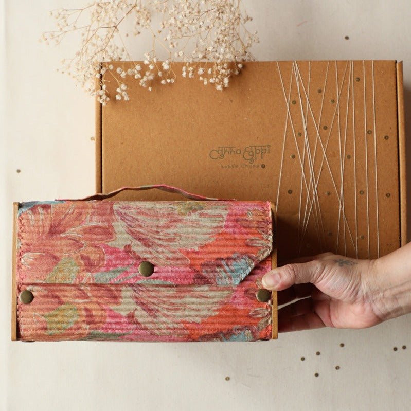 Gift For Her - Upcycled Peach Hues Box Clutch for Gifting | Verified Sustainable Gift Giving on Brown Living™