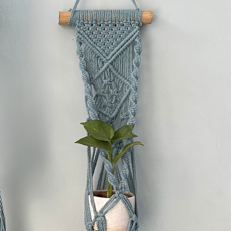 Grey Macrame Plant Holder - Set of 2 | Verified Sustainable Pots & Planters on Brown Living™