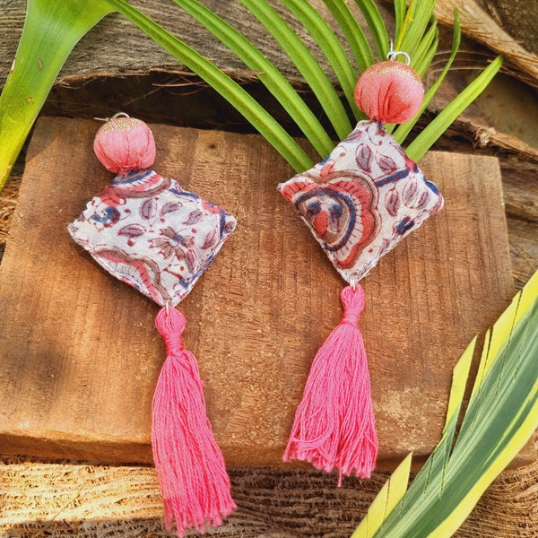 Gulabi Upcycled Textile Earring - Pink | Verified Sustainable Womens earrings on Brown Living™