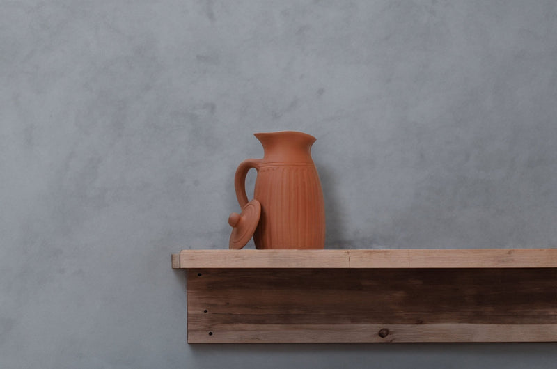 Handamde Terracotta Jug with Carving On All Sides | Verified Sustainable Glasses & Tumblers on Brown Living™