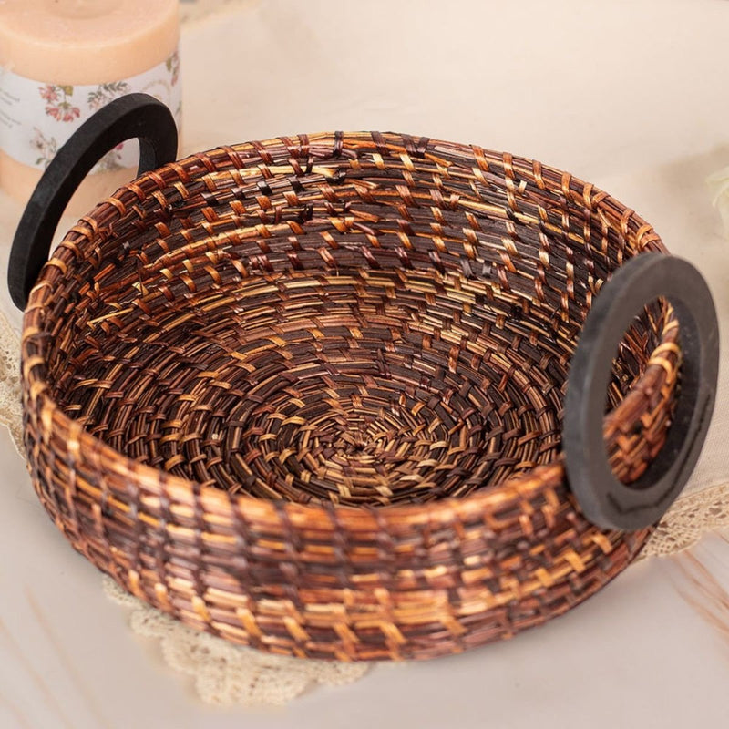 Handmade Sikki Grass Multipurpose Round Tray | Verified Sustainable Trays & Platters on Brown Living™