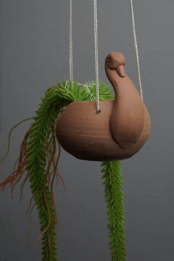 Handmade Terracotta Hanging Planter Duck | Verified Sustainable Pots & Planters on Brown Living™