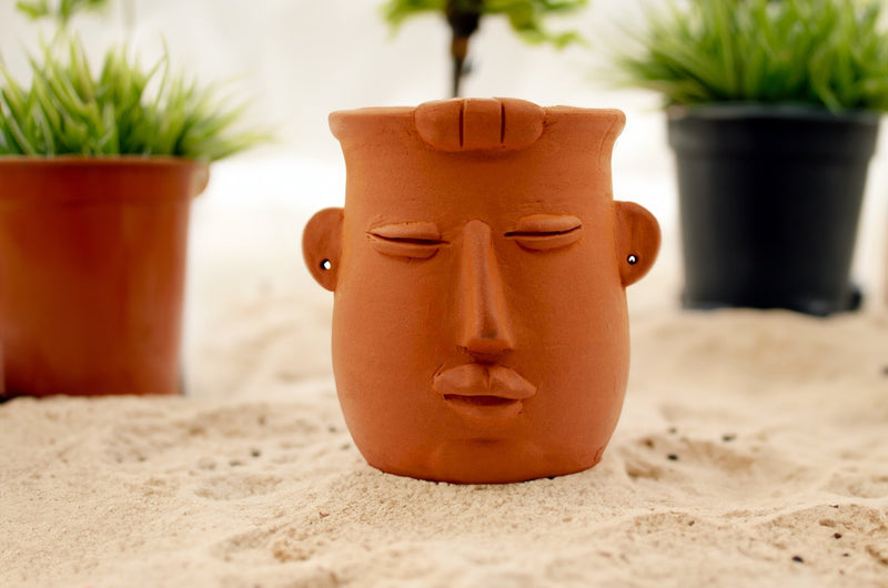 Handmade Terracotta Table Top Planter Baby Face | Verified Sustainable Pots & Planters on Brown Living™